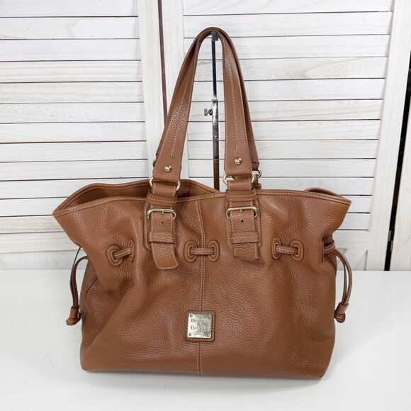 Dooney & Bourke Chiara Chinch Pebble Leather Shoulder Tote Bag Brown - Picture 1 of 14